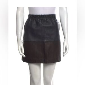 Vince Black and Brown Mini Lamb Leather Skirt NWT
